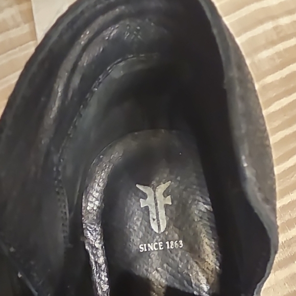 Frye Black Leather Ankle Booties with Wooden Heel - Picture 12 of 16